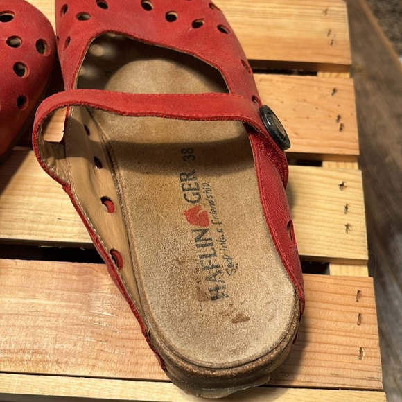 Haflinger Red Leather Clogs Mules Size 38 - Picture 8 of 10